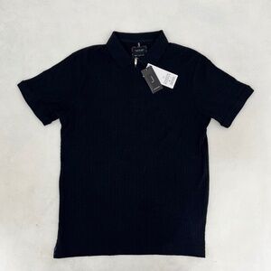 NWT Cactus Man Ricky Singh Mens Size M Polo Shirt Black Ribbed Jacquard Pullover